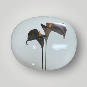 Vintage Otagiri Calla Lily Oval Trinket Dish With Lid Porcelain Japan